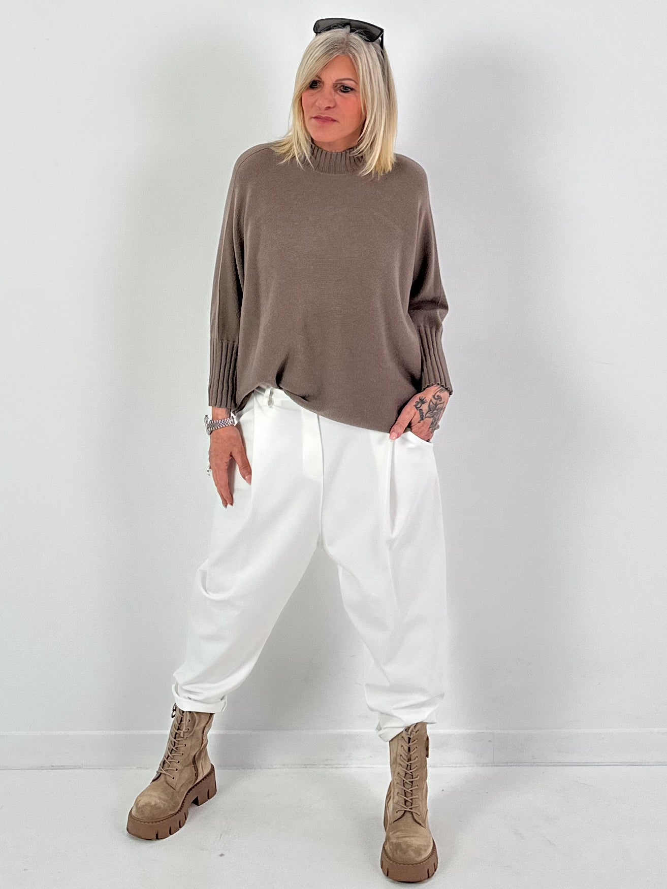 Turtleneck Pullover Modell "Free Fall" - taupe