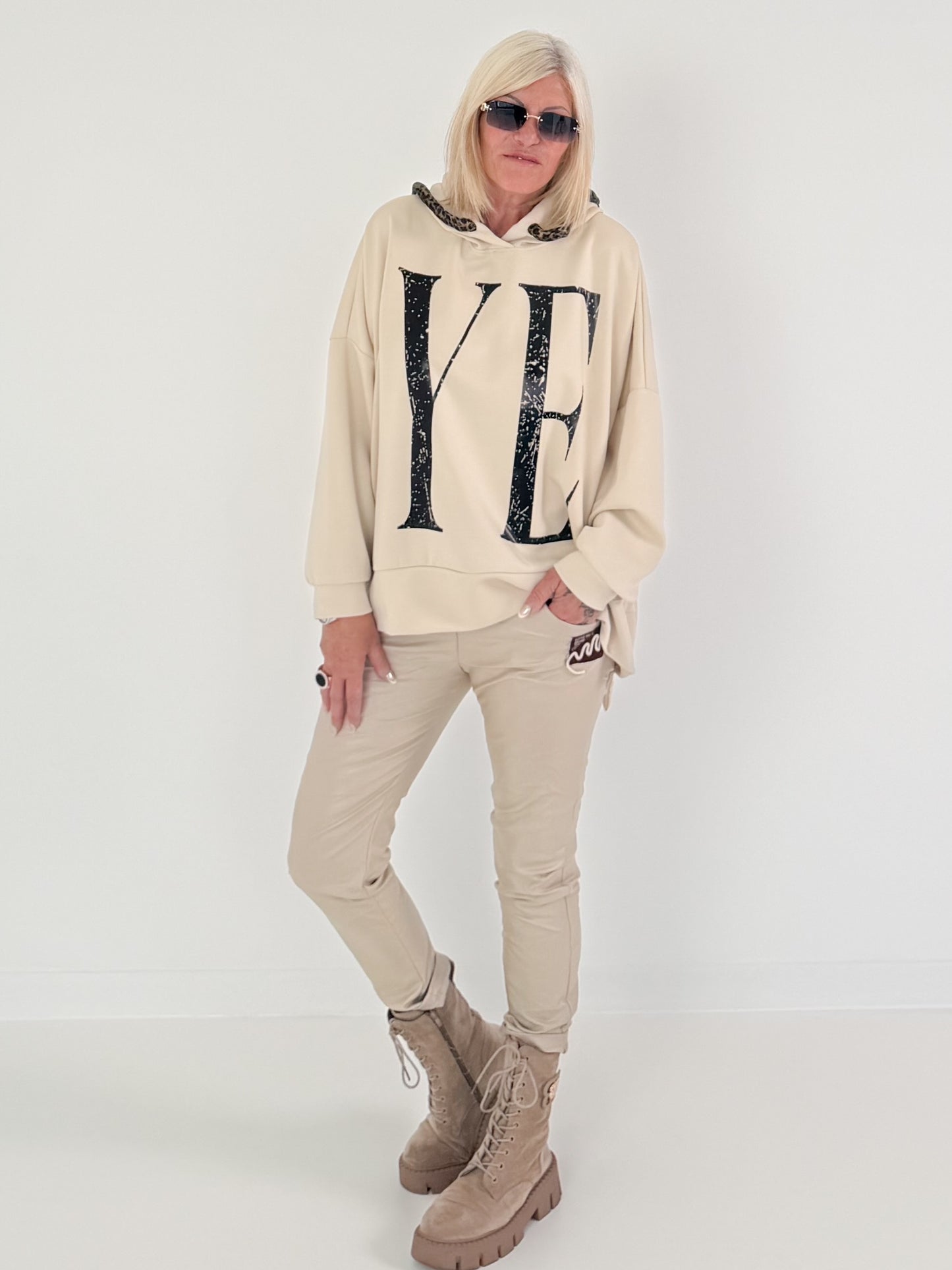 Oversized Hoodie YEAH - beige