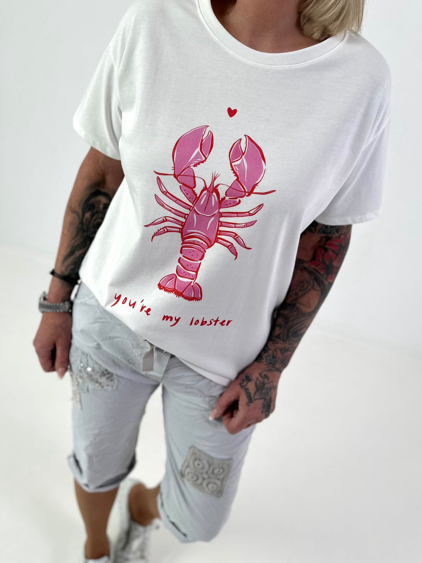 Sweatshirt with Lobster Print - white