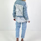 Spijkerjas, model "Wildflower" - denim-wit