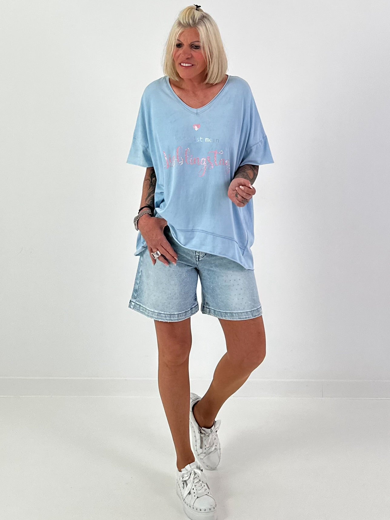 Rhinestone denim shorts