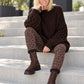 Oversized Pullover mit Grobstrickärmeln - mokka