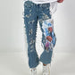 Sweat Jeans mit Print und Destroyed Details - weiss-denim