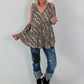 Plissee Long Top mit Animal-Print - beige-mehrfarbig