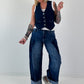 Denim vest with silver buttons