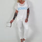 Hose mit Nieten und Paillettendetails - weiss