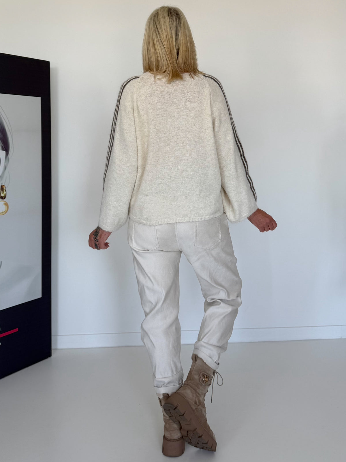 Kuscheliger Pullover mit Sternmotiv - beige-mokka