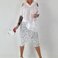 Leinen Shirt mit Pailletten und Cold Shoulder - weiss