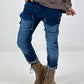 Jeans mit elastischem Bund und Patten - denim