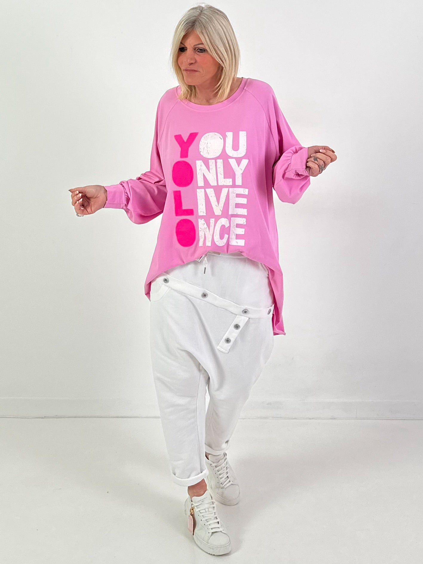 Oversized Shirt Modell "Life Power" - candy