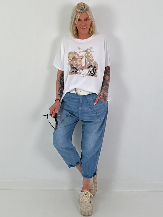 T-Shirt Vespa - weiss-beige
