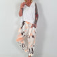 Linen Baggy with Tie-Dye Pattern - white-neon orange-dark brown