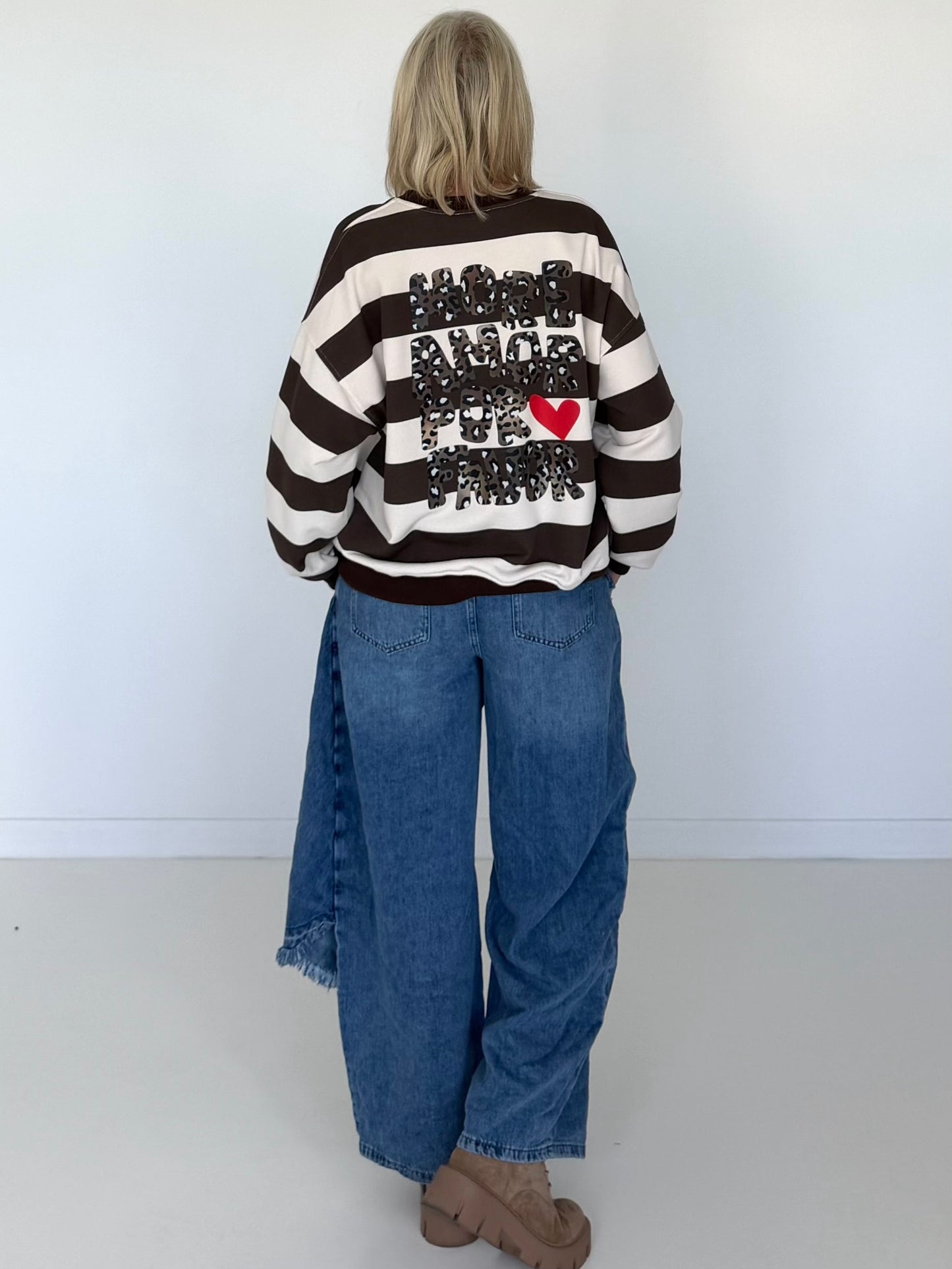 Sweater mit Blockstreifen More Amor - creme-mokka