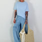 Jeans with wide flounce - light blue