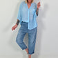 Sequin and crochet detail blouse - light blue