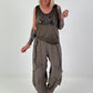 Fine Knit Top with Leopard Patch - chocolate