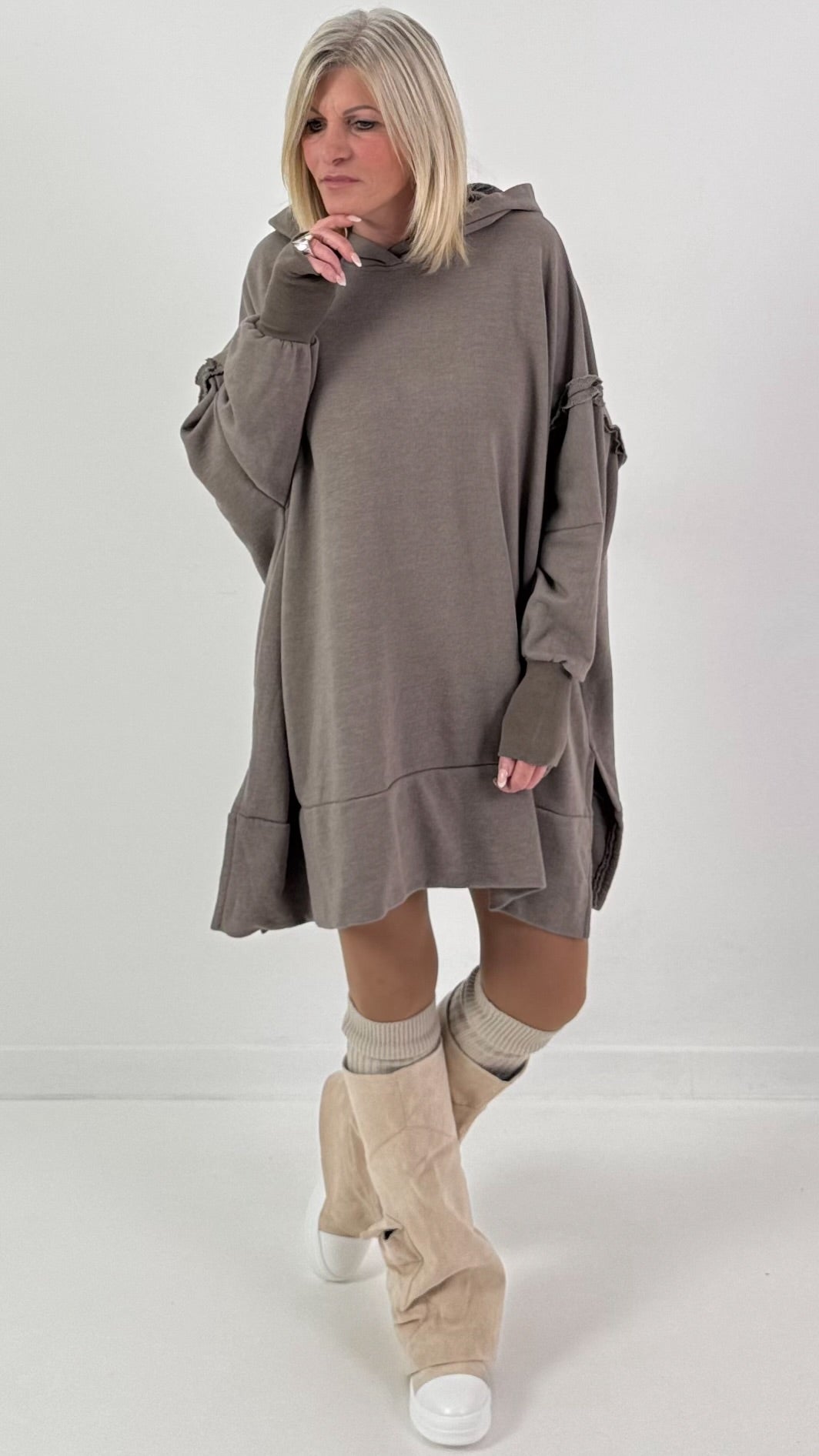 Oversized hoodie model "Rockwave" - ​​​​taupe