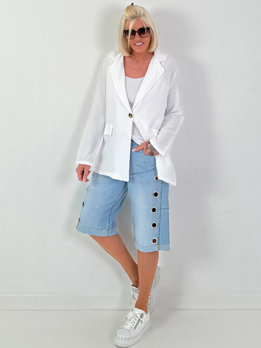 Leichter Blazer mit Patten - weiss