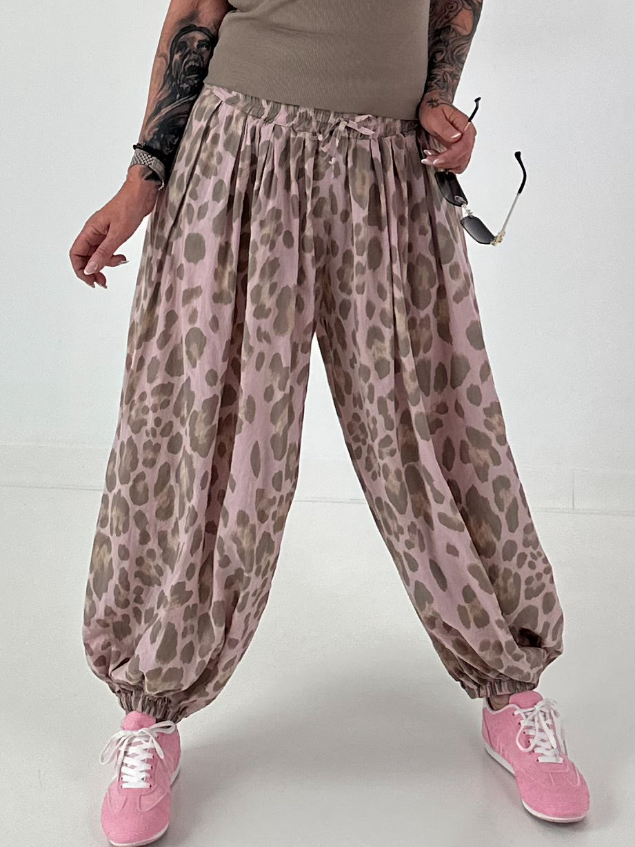 Leichte Pumphose mit stylischem Print  - rosa-mehrfarbig