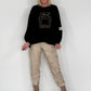 Sweater mit 3D-Print - schwarz-leo