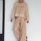 Sweater with faux leather details - beige