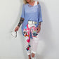 Hose mit Print-Mix und Comicmotiven - weiss-pink-mehrfarbig