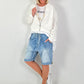 Bomberjacke mit gerafftem Arm - weiss