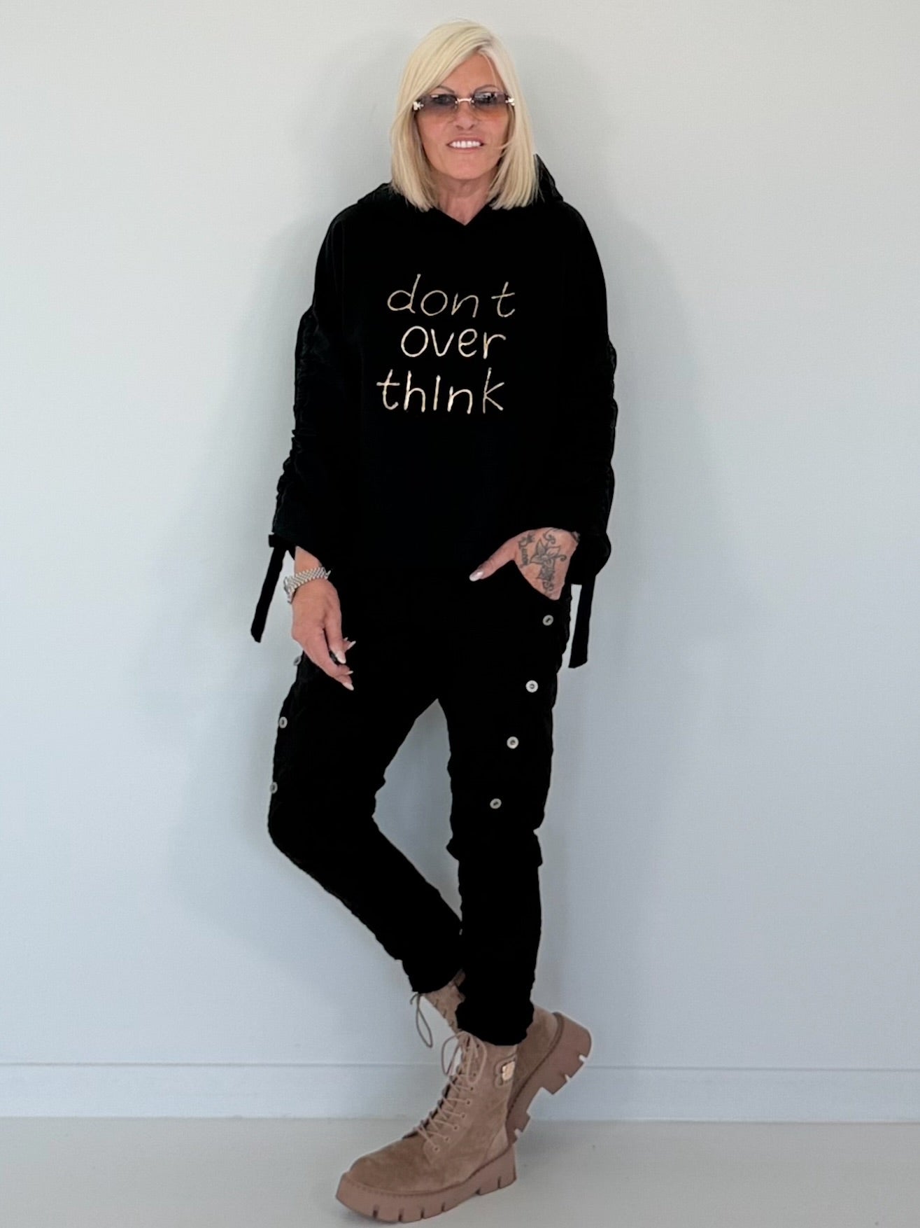 Hoodie Don´t Overthink - anthrazit