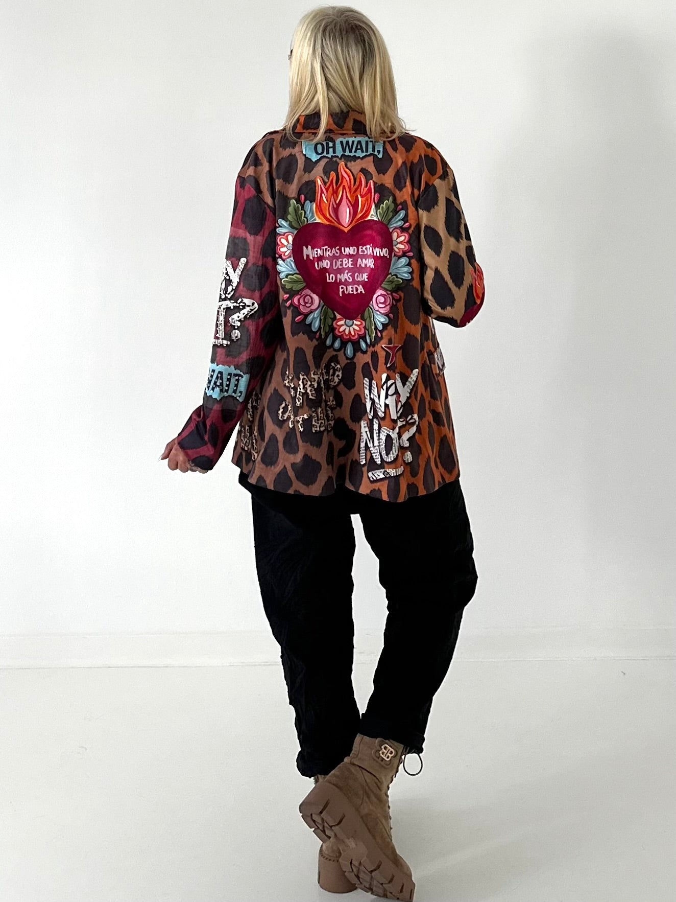 Printed blazer with rhinestones - leo - multicolored