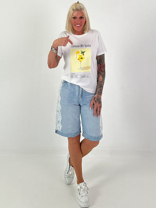 T-Shirt mit Limoncello-Spritz Print - weiss