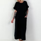 Long dress with short ruffled sleeves - black