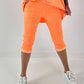 Capri Hose mit Bindeband - neonorange