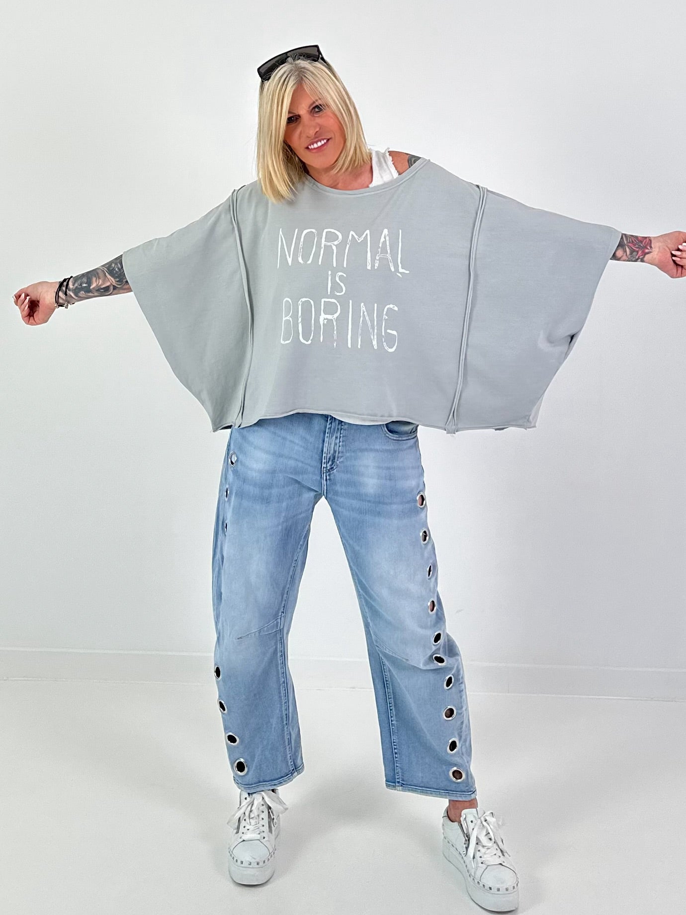 Oversized Shirt Normal is Boring - Grey