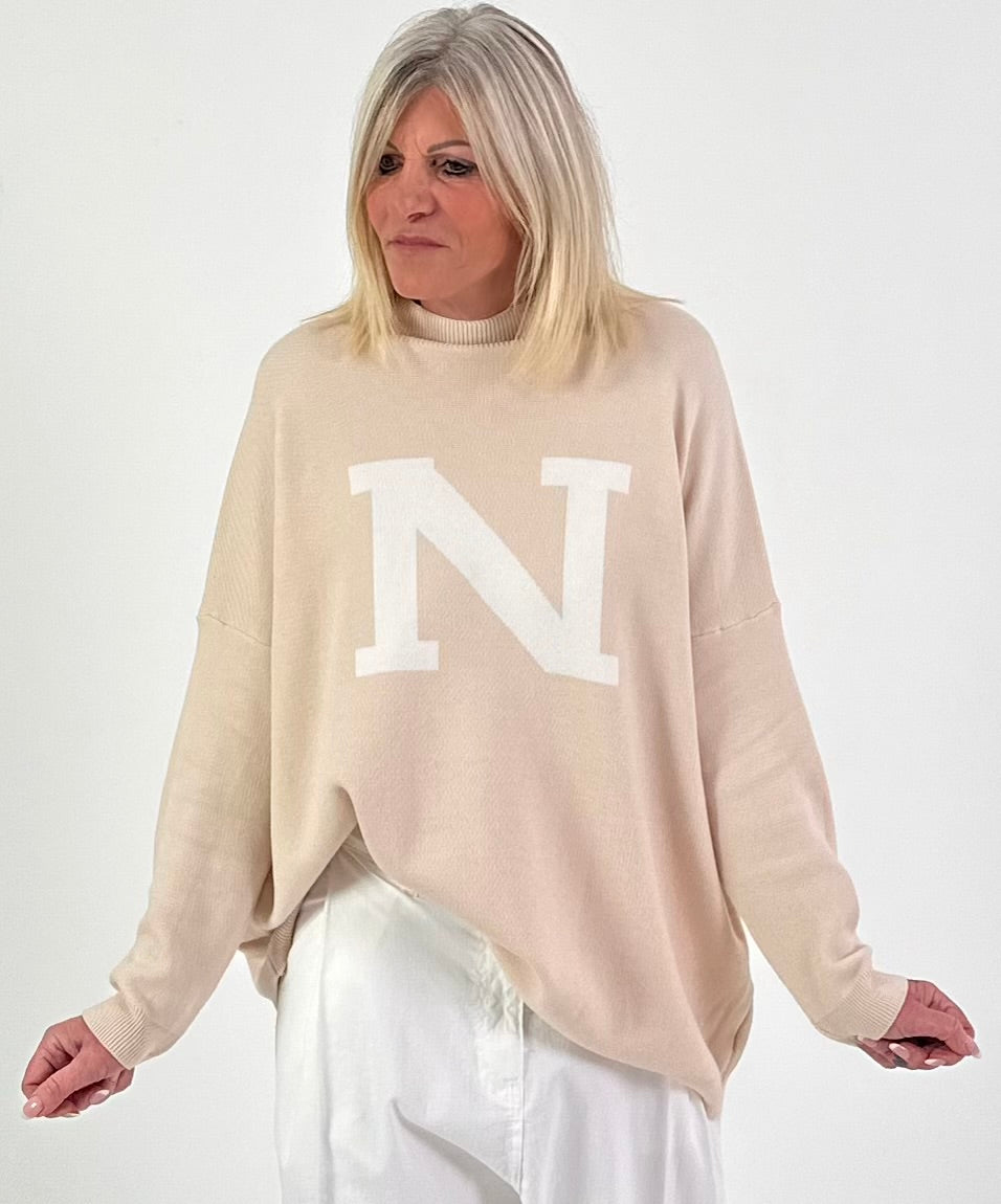 Pullover Modell "N-Edition" - beige ( lieferbar ab ca. 12.12.25)