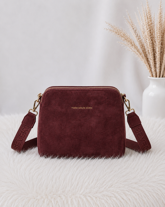 Crossbody-Bag in Wildleder-Optik - bordeaux