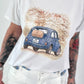 T-shirt Glitter Car - white-blue