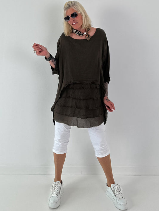 Tunic in a layered look - chocolate