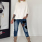 Strickpullover mit Turtleneck - ecru