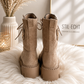 Bootie in Wildleder Optik mit derber Sohle - beige