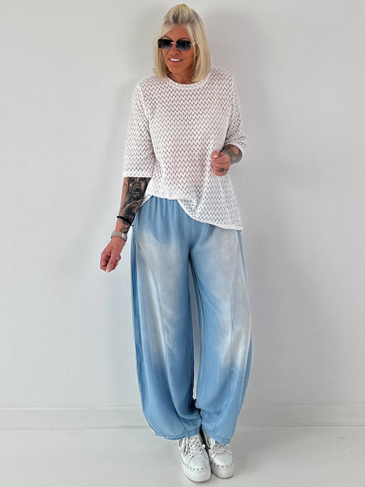T-Shirt mit halben Arm - weiss