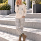 Pullover mit Strass-Cartoon-Motiv - beige