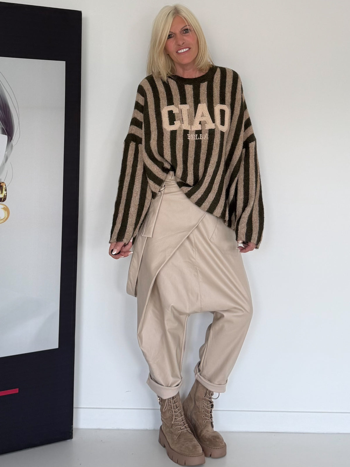 Oversized Pullover Ciao Bella - taupe-oliv