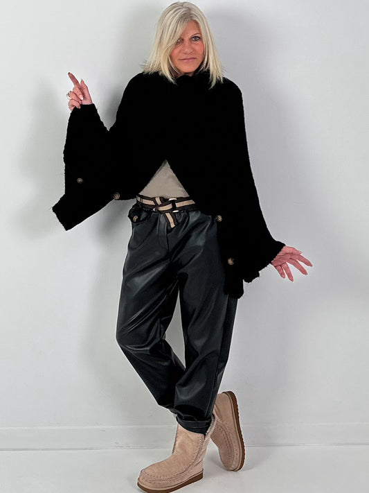 Poncho Pullover Modell "Seelenwärmer" - schwarz