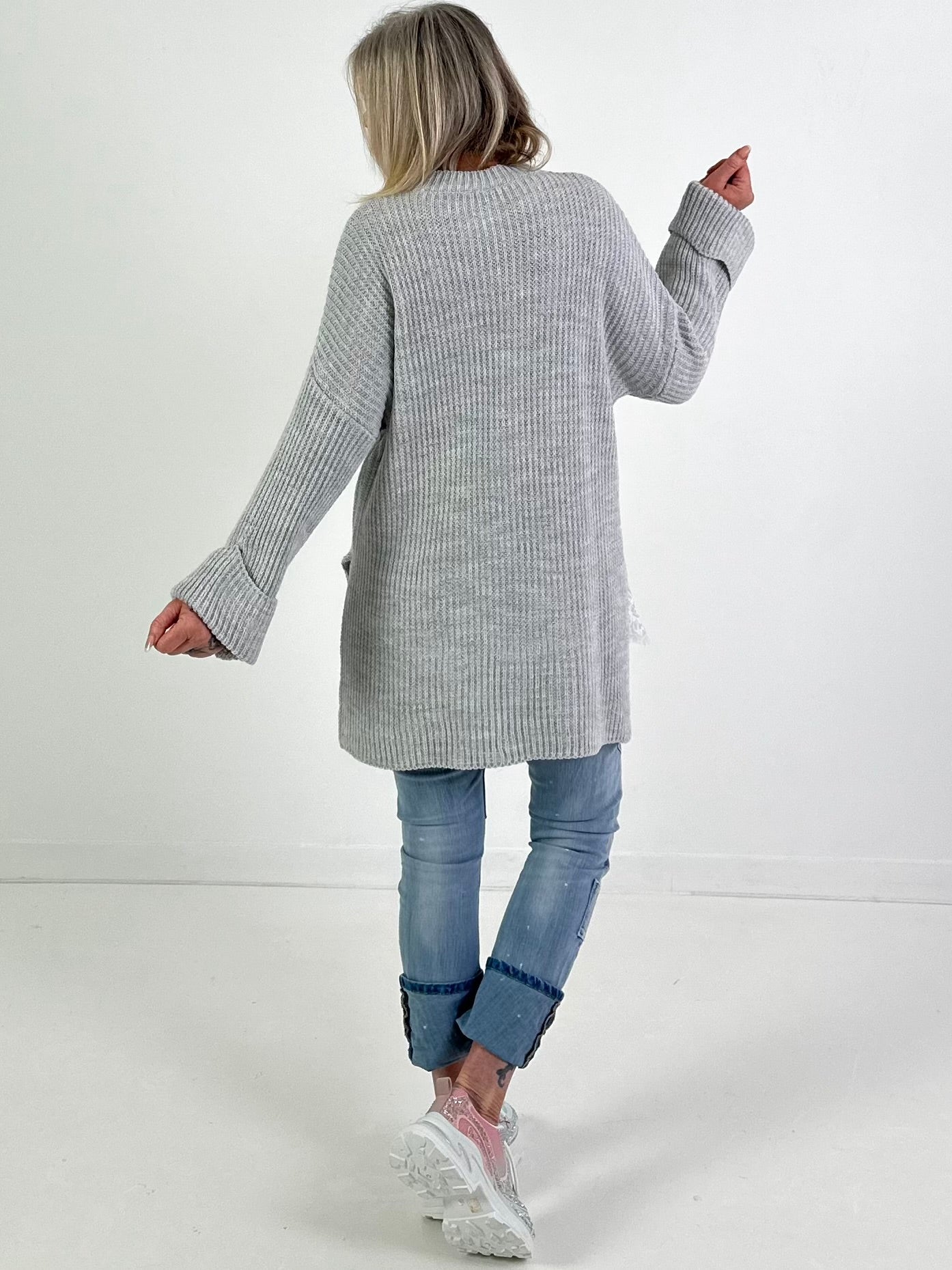 Trui model "Side Slit" - grijs