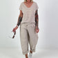 Balloon trousers with overlay - beige