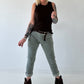 Hose stone washed mit Gürtel - khaki