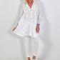 Tunic/dress with terrycloth appliqué - white