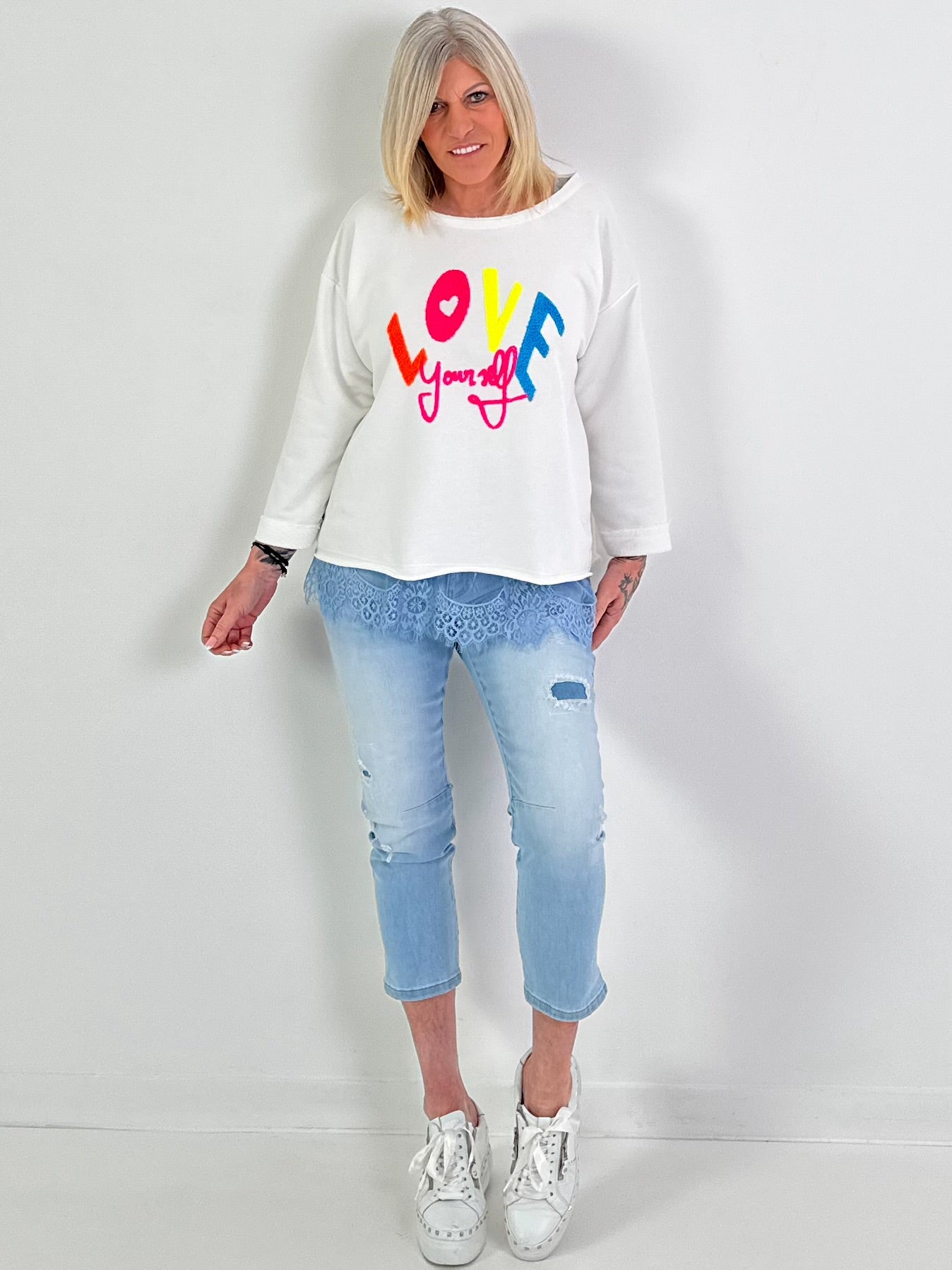 Sweater Modell "Love yourself" - weiss