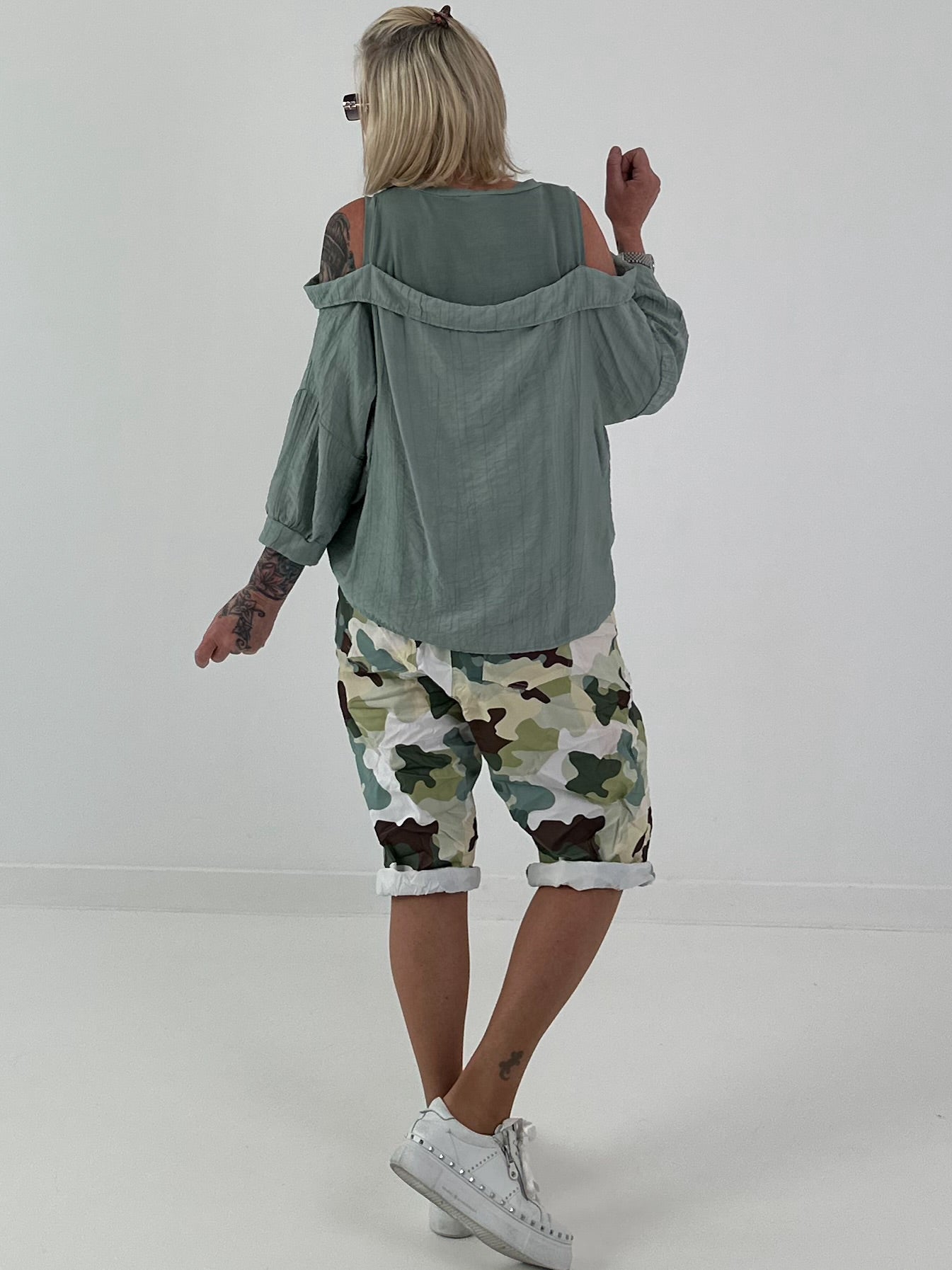 Tunika mit integrierten Top - khaki
