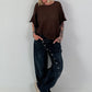 Light sweater with short sleeves - coffee
